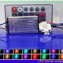 1 комплект полный ватт RGB интегрированный чип 10 Вт 20 Вт 30 Вт 50 Вт 100 Вт RGB светодиодный светильник+ светодиодный драйвер+ 24Key пульт дистанционного управления для прожектор светильник Точечный светильник