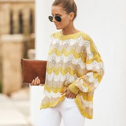 Sweater For Women Autumn Winter 2019 New Hollow Out Yellow Female Knitting Pullover Long Sleeve O-Neck Oversized Sweater Sweater For Women Autumn Winter 2019 New Hollow Out Yellow Female Knitting Pullover Long Sleeve O-Neck Oversized Sweater