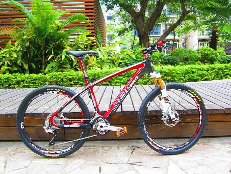 Discount JBC Lightning Carbon MONOCOQUE MTB Frame with Seat Post and BB30 17" 18" RED color 3