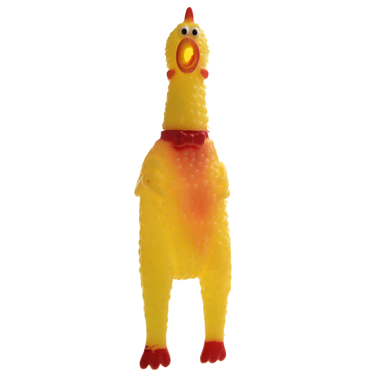 

Yellow Red Soft Plastic Squeeze Shrilling Chicken Toy