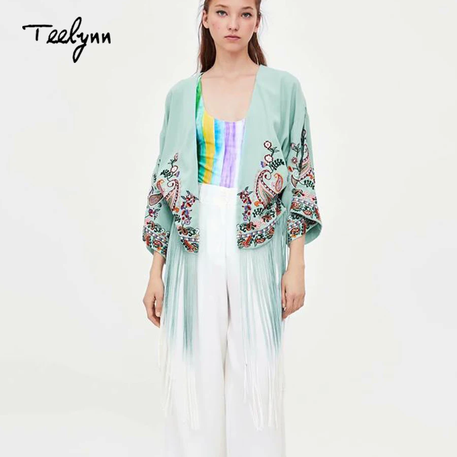 TEELYNN boho блузка для женщин 2018 Осенняя Цветочная вышивка Сексуальная с