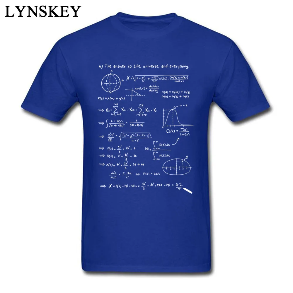 The answer Crewneck Male T Shirts Summer/Fall Printed Tops Tees Short Sleeve Hot Sale 100% Cotton Printed On Tee Shirt The answer blue