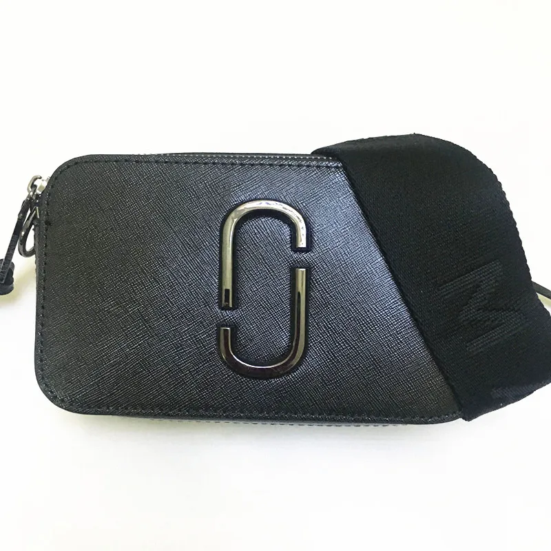 

2019 new camera bag wide shoulder strap mixed color small square bag leather ladies handbag double zipper small shoulder bag M