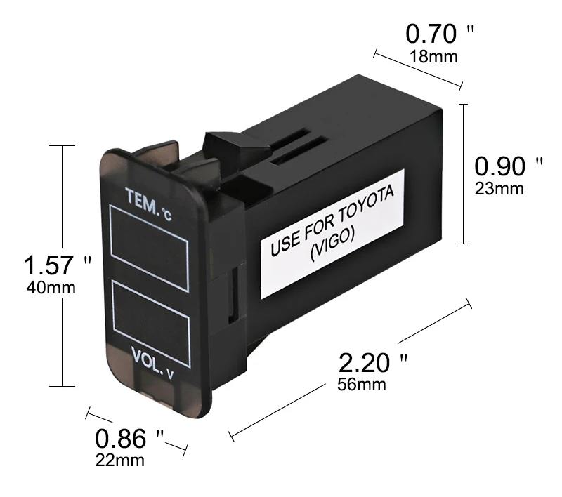 12 В двойной дисплей светодиодный цифровой термометр Вольтметр авто интерфейс измерители напряжения для TOYOTA VIGO