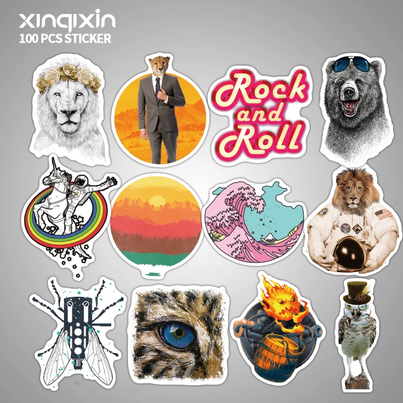 100PCS Colorful Waterproof Sticker Animal Cartoon Stickers for DIY Skateboard Guitar Suitcase Laptop Bicycle Stickers 100PCS Colorful Waterproof Sticker Animal Cartoon Stickers for DIY Skateboard Guitar Suitcase Laptop Bicycle Stickers