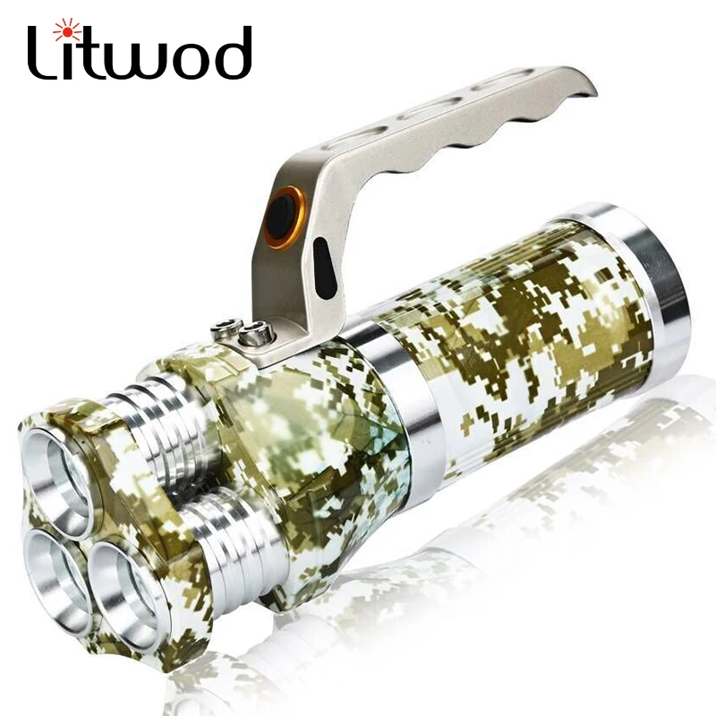 

Litwod Z10 LED flashlight 3 XM-L T6 bulbs Rechargeable Portable flashlight Hand Lamp 10000LM 3 model which for 3* batteries