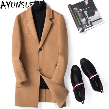 

AYUNSUE 2020 Double-sided Wool Coat Men Overcoat Long Jacket Men Slim Korean Mens Coats and Jackets Casaco Masculino M063 KJ2453