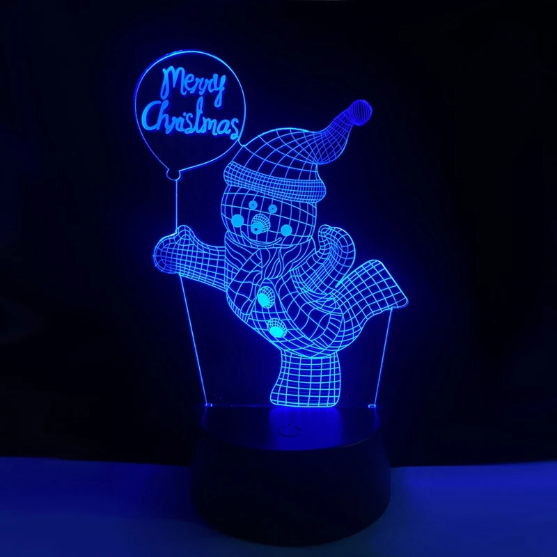 Новый Рождественский Декор Снеговик RGB лампа 3D визуальные Светодиодные ночные