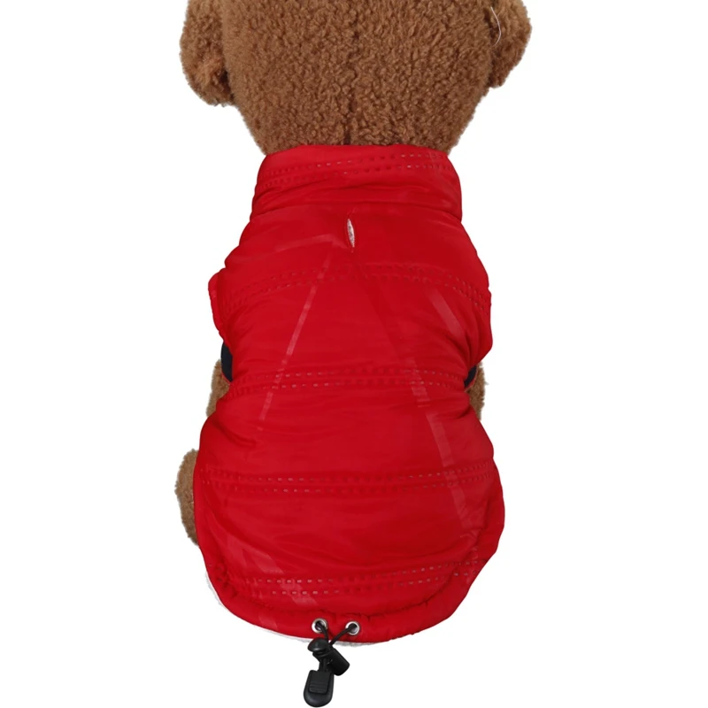 Зимняя одежда для домашних собак, кошек, мягкий жилет, пальто для щенков, теплый пуховик из флиса и полиэстера, водонепроницаемая куртка для чихуахуа, французского бульдога - Цвет: Красный