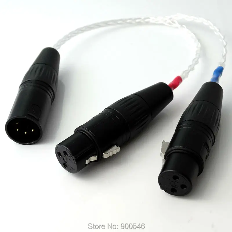 

4-pin XLR Male Balanced to 2x 3-pin XLR Female Balanced Headphone Audio Adapter 20cm
