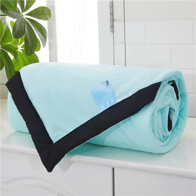 

Summer soft touch washed cotton feather fabric solid duvet piping blanket