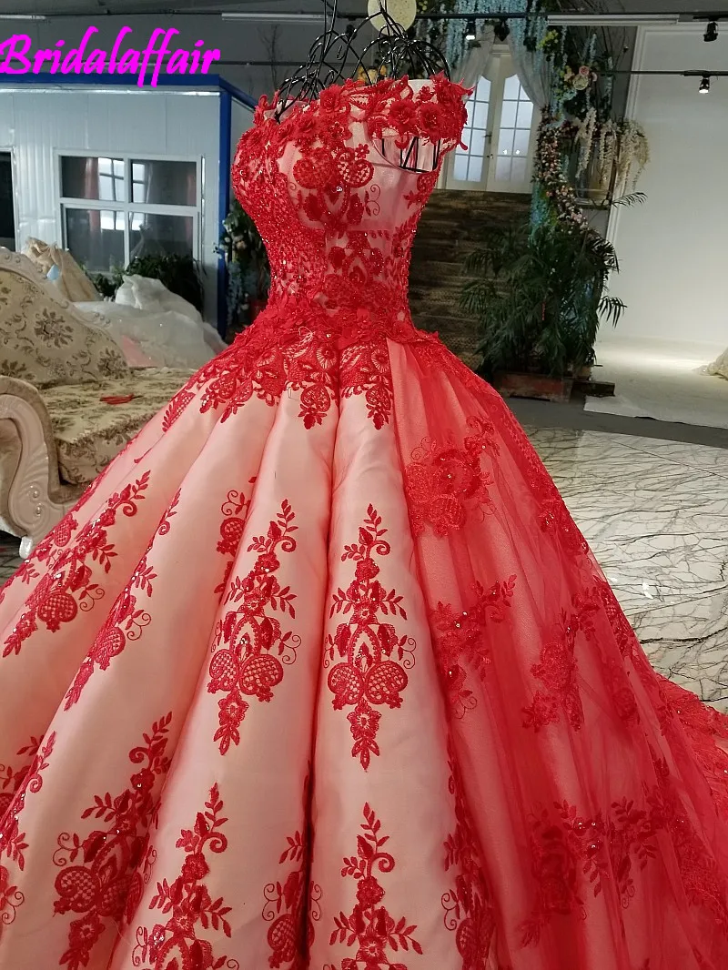 Роскошное красное платье Quinceanera Abiti di Бальные платья Lussureggiante Vestito Nuziale на шнуровке Robe De Mariage di Alta vestidos