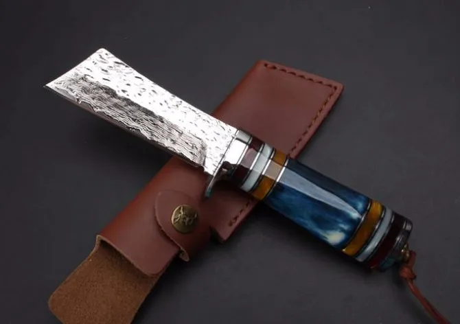 Ручной ковки Дамаск фиксированным Ножи для шашлыков, сборник кемпинг выживания Ножи, Охотничьи ножи
