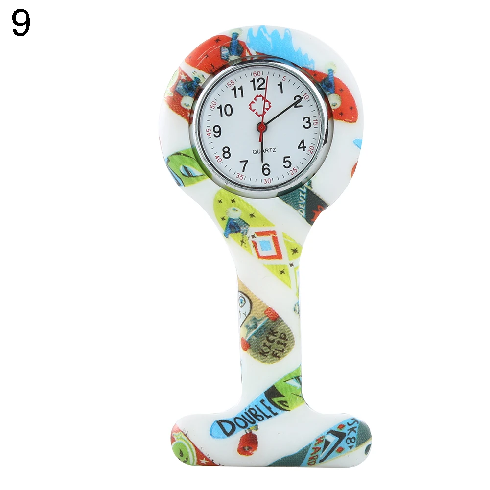 Fashion Top Popular Brand Luxury Arabic Numerals Round Dial Silicone Nurses Brooch Tunic Fob Pocket Watch