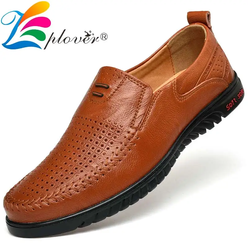 Holes Men Loafers Lazy Men Shoes Genuine Leather Shoes Men Casual Shoes Footwear Chaussure Homme Moccasins Slip On Driving Shoes