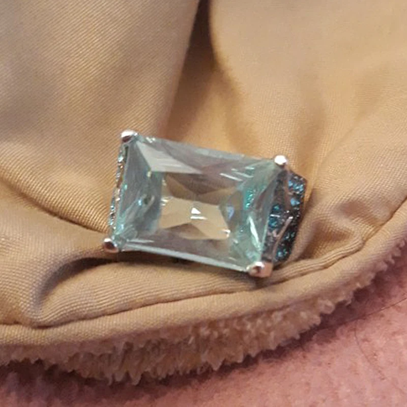 Кольца с голубым большим камнем и серебряными кристаллами для женщин и девочек, подарок на помолвку, день рождения, ювелирные изделия, роскошное кольцо F5X874