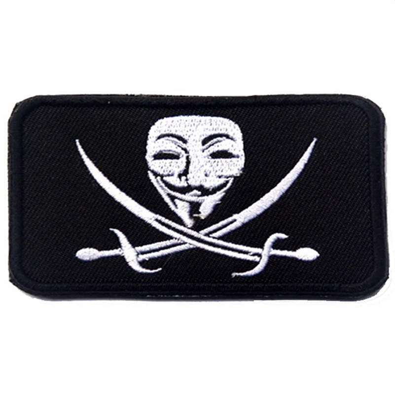 

V For Vendetta Patch Morale Tactical Patches Hook & Loop Embroidery Badge Military Army Armband Badge 8*5 CM