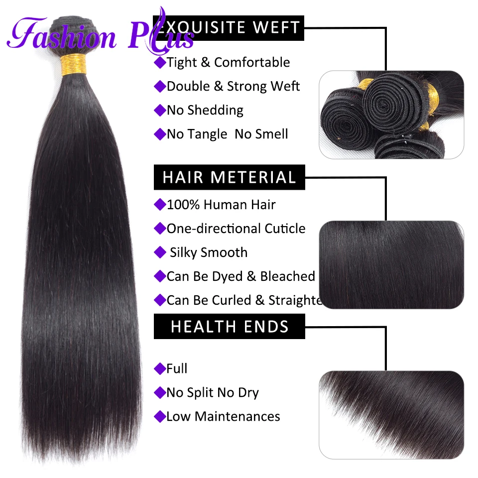 Brazilian Hair Weave Bundles Straight Hair Bundles Virgin Hair Weaves human hair bundles 3 Bundles Beauty Salon Supplies 10-30''   