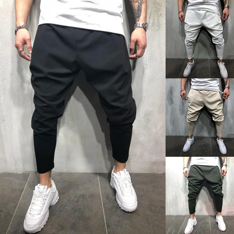 

Men Pants Hip Hop Harem Joggers Pants 2019 Male Trousers Mens Joggers Solid Shrink Ankle Pants Sweatpants M-4XL ST0375