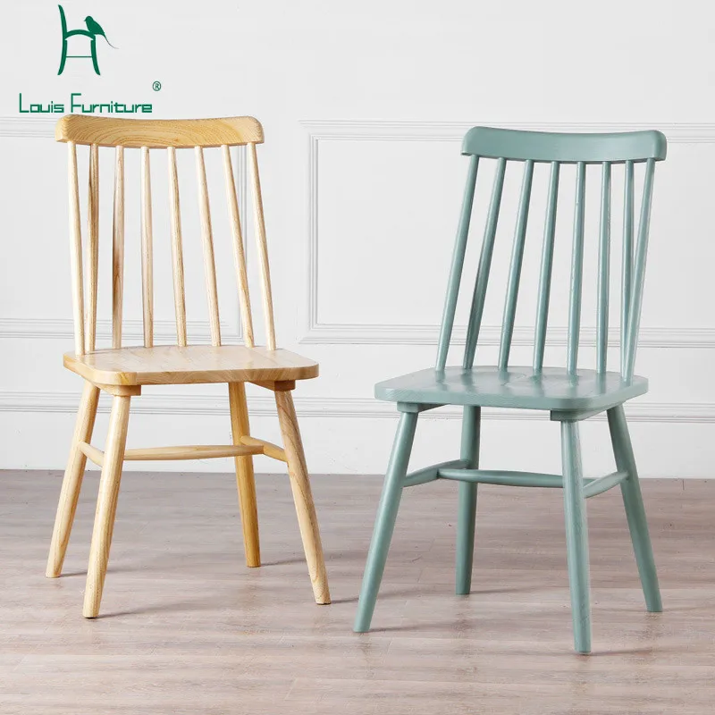 

Louis Fashion Dining Chair Nordic Modern Simplified American Solid Wood Logs Windsor Tower Hotel Coffee Shop