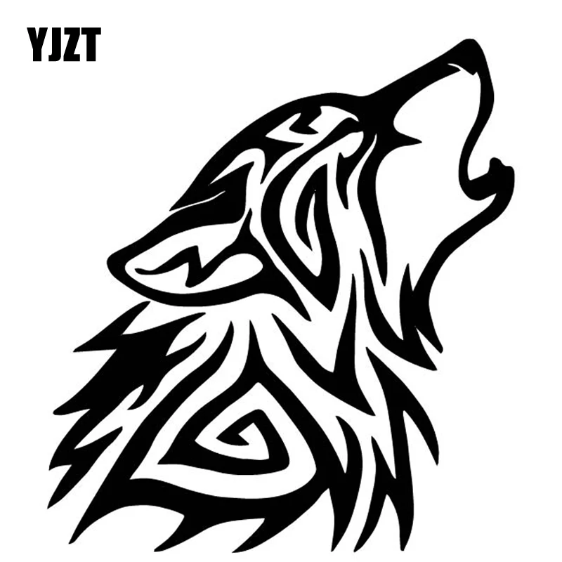YJZT 14.4CM*15.8CM The Roaring Wolf Modelling Car Sticker Vinyl Decal Black/Silver C4-1013 | Автомобили и мотоциклы
