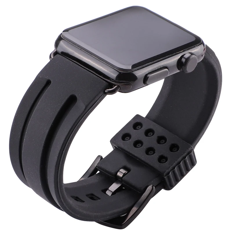 

HENGRC Silicone Rubber Watch Strap For Apple Watch Band High Quality Soft Sport Watchband Iwatch 38mm 42mm Bracelet