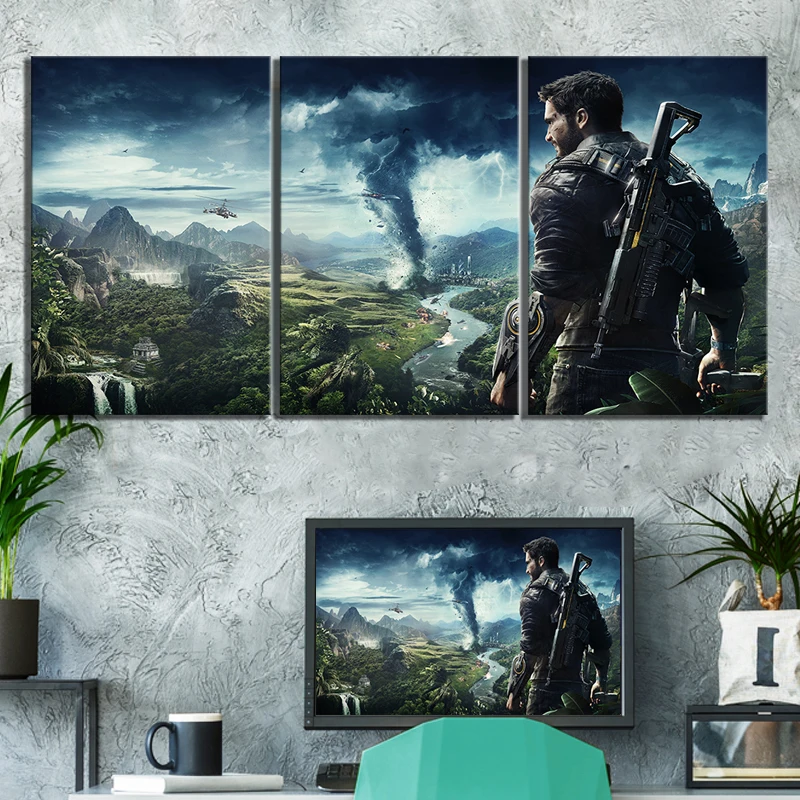 3 Piece Games Art Print JUST CAUSE 4 Video Poster Artwork Landscape Wall Paintings Canvas for Home Decor | Дом и сад