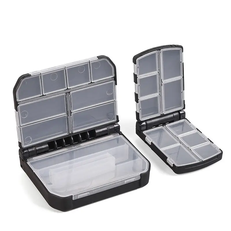 

1PC Plastic Black Fishing Tackle Box Fishing Accessories Box Semi-automatic Opening Closing Accessory Case Portable Pesca