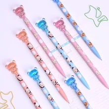 

BP 4PCS Cute Plastic Mechanical Pencil Lovely Small Bear Press Automatic Pen 0.7mm for Kid School Supplies Gift WJ-SMT119