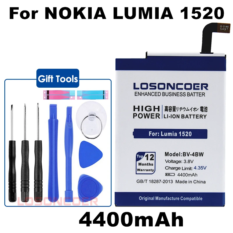 LOSONCOER 4400 мАч BV-4BW аккумулятор для Nokia Lumia 1520 MARS Phablet RM-937 Bea Lumia1520