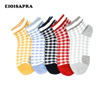 

[EIOISAPRA]Japan Edge Grid Patchwork Creative Socks British Style Harajuku Smiple Socks Women Sox Sokken Calcetines Mujer