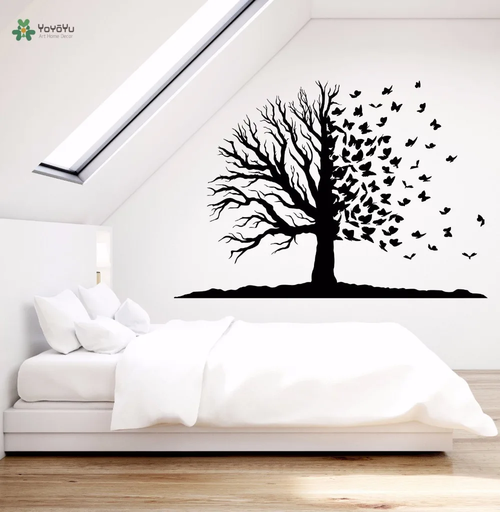 

YOYOYU Vinyl Wall Decal Incredible Fairy Tree Branch Into A Butterfly Natural Bedroom Room Home Decoration Stickers FD209