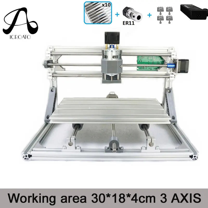 

Free Shipping ICROATO Wood Router Engraver 3Axis PCB PVC Milling Machine CNC 3018 GRBL Control Diy CNC Machine
