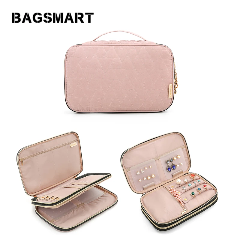 Дорожная сумка для женщин BAGSMART двухслойная Органайзер ювелирных изделий