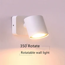 black white LED wall light modern round wall lamp for Bedroom Loft Reading Wall Indoor Sconce Bedside fixtures stair lighting simple long arm iron adjust wall sconce modern led wall lamp loft style rotating bedside wall light fixtures indoor lighting