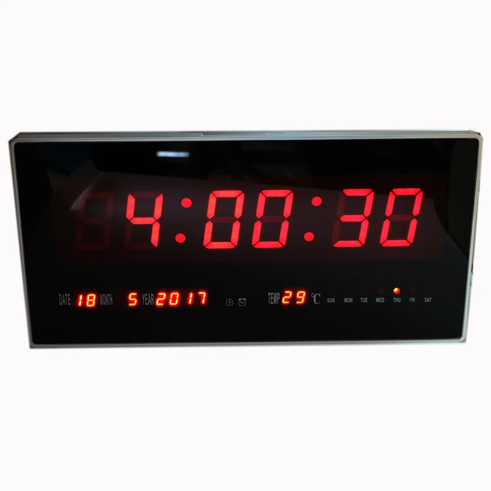 Large LED Digital Wall Clock Hourly Chime Electronic Alarm Clock with