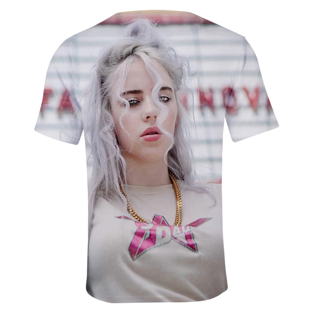 Billie Eilish, новинка, 3D футболка, для мужчин, летняя мода, хип-хоп, Harajuku, повседневная одежда, Billie Eilish, 3D, для девочек, желтая футболка