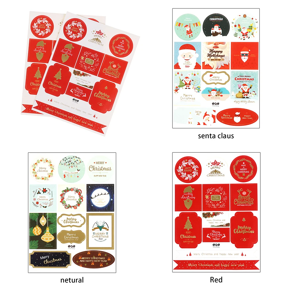 Decoration Happy New Year Gift Paper Sticker Biscuit Package Seal Label