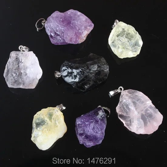 

Fashion Jewelry 36X25MM Crystal Stone Rose Pink Quartz Purple Crystal Yellow Crystal Irregular Pendant 1PCS