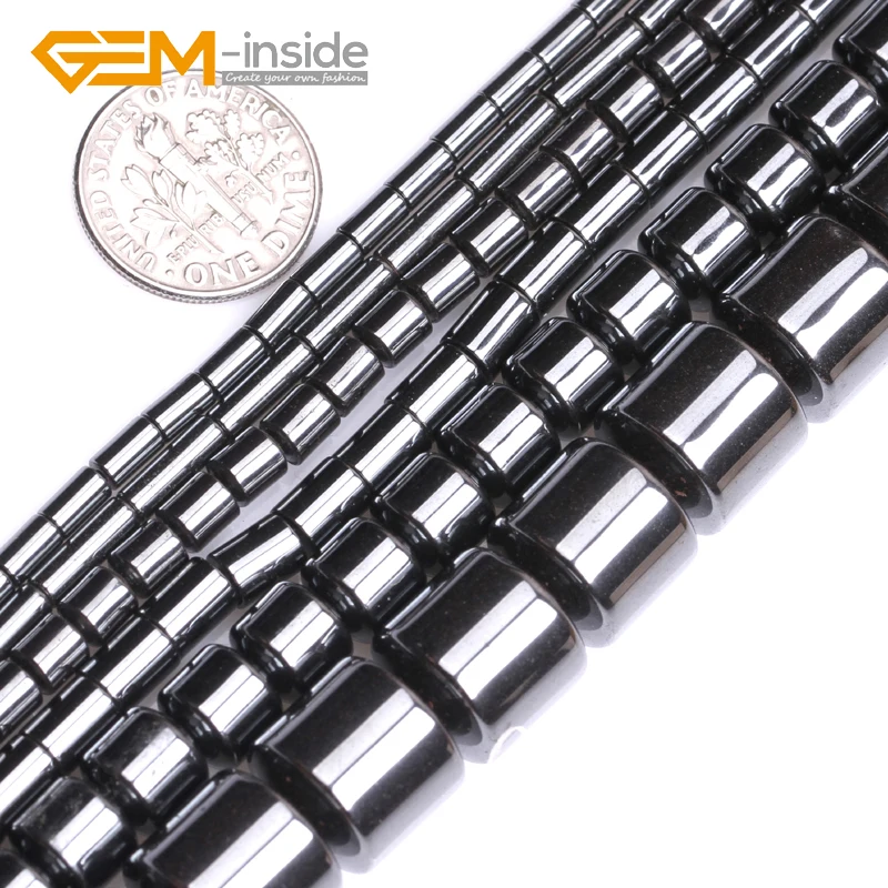 

Natural Column Tube Magnetic Black Blue Metallic Coated Reflections Hematite Beads For Jewelry Making Strand 15