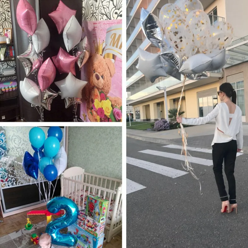 5 шт. 18 дюймов Baby Shower вечерние шары белого и розового цветов, и серебряная звезда гелиевый воздушный шар покрытый фольгой детский наряд в качестве подарка на день рождения Свадебная вечеринка украшения свадебные принадлежности