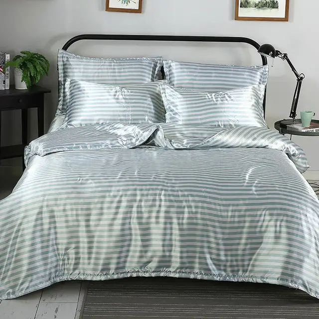 Satin Silk Queen Size Duvet Cover Set Summer Hot Sale Smooth Cool