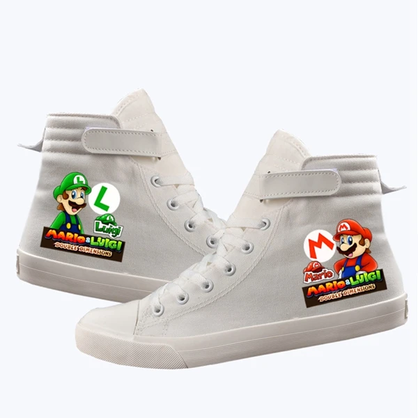 Игра Супер Марио для женщин и мужчин кроссовки парусиновая обувь для подростков кроссовки для мужчин и женщин повседневная обувь мультфильм печать обувь для отдыха - Цвет: A White