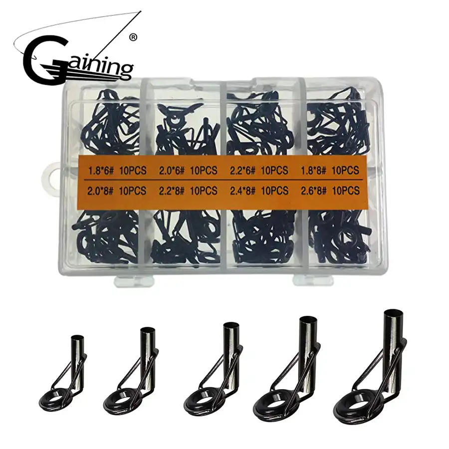 Fishing Rod Tip Repair Kit 80pcs Fishing Rod Guides Tip Set With Box Stainless Steel Ceramic Tip Top Ring Circle Pole Repair Kit Fishing Tools Aliexpress