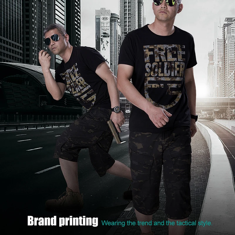 FREE SOLDIER outdoor tactical camouflage printing breathable T-shirt men's quick-drying short sleeve T-shirt CORDURA fabric