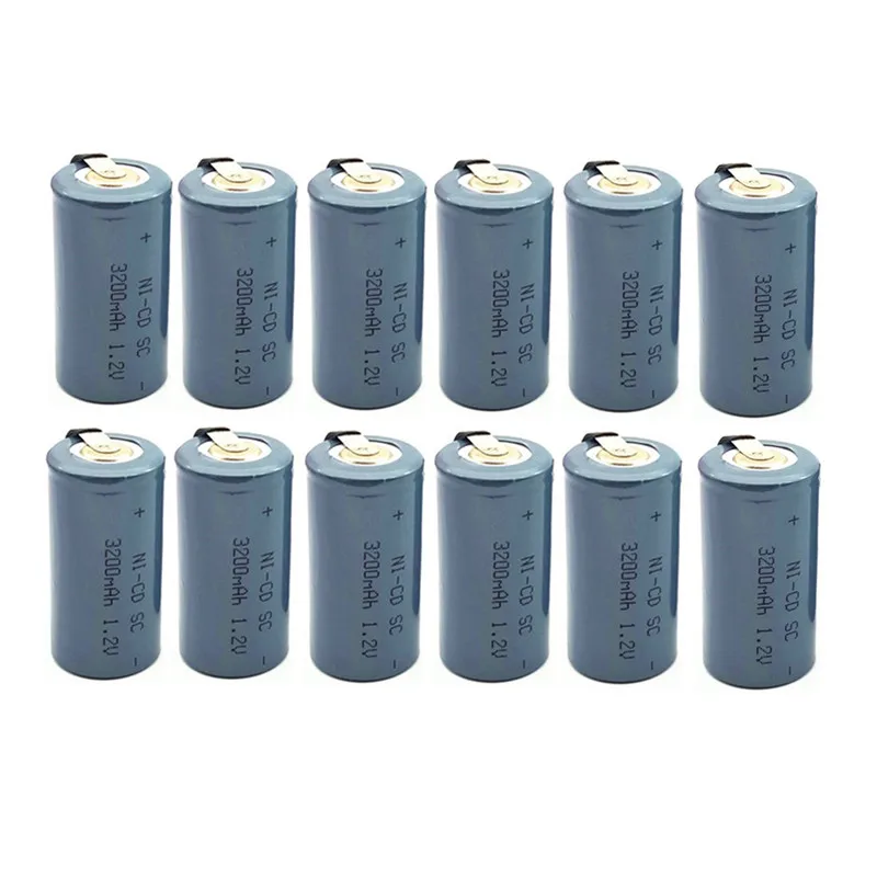 

High quality OOLAPR 10PCS/LOT 3200mAh battery NI-CD battery sub c battery SC battery replacement 1.2 v with tab 3200mah