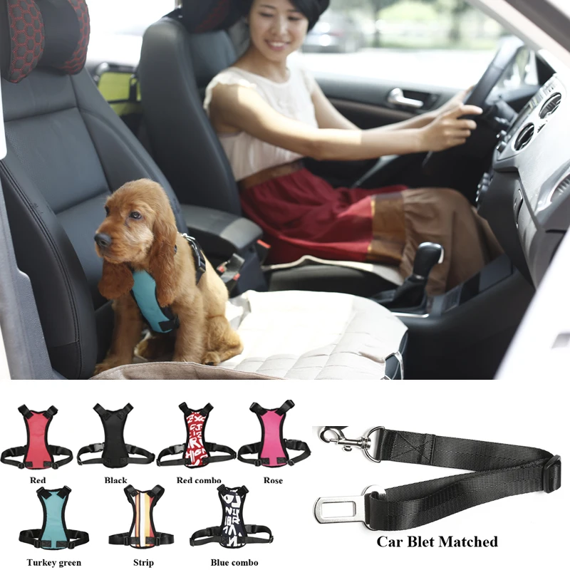 Free Adjustable Pet Cat Dog Car Safety Belt Harness Collars Pet