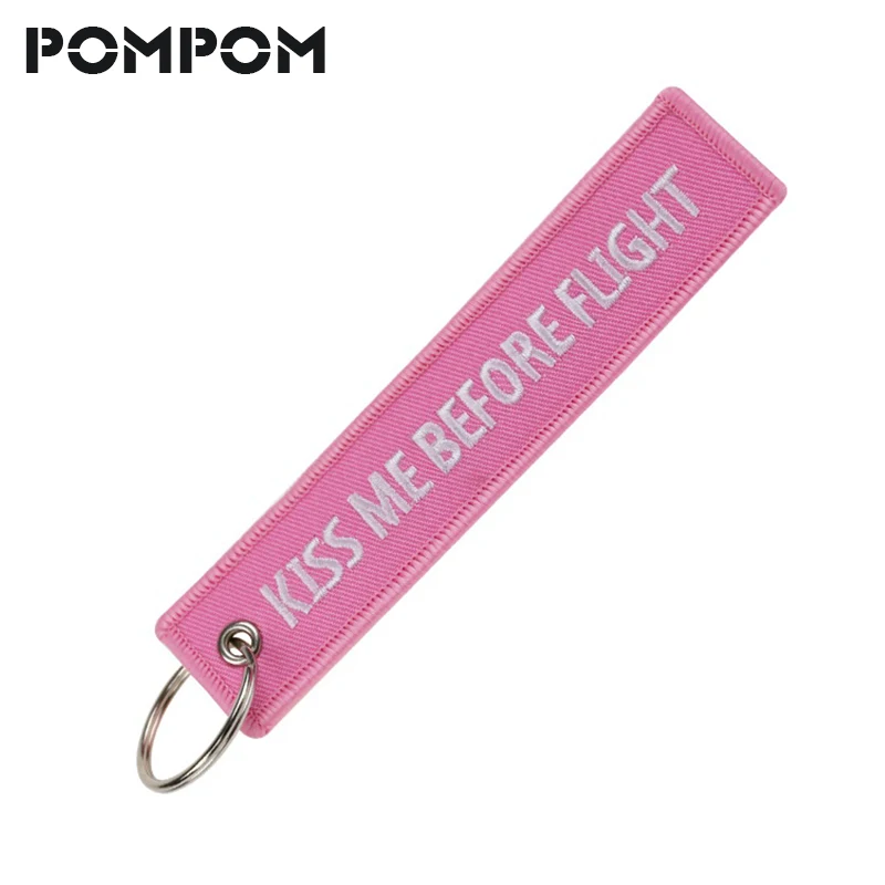 

Remove Before Flight Keychains Aviation Gifts for Lovers Pink with White Kiss Me Before Flight Fashion Jeweley Keychains llavero