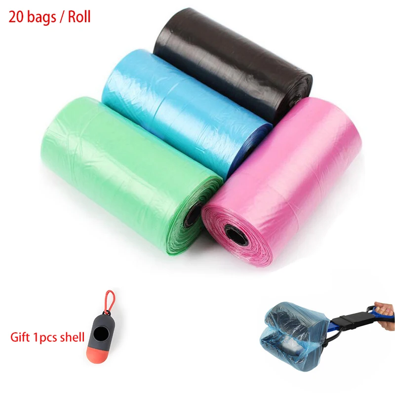 

Hot sell New 20pcs/ Roll Pet Dog Bags Garbage Clean Dispenser for Pet Dog Cat Poop Scoop Waste Bags Small Light Clean Dispenser