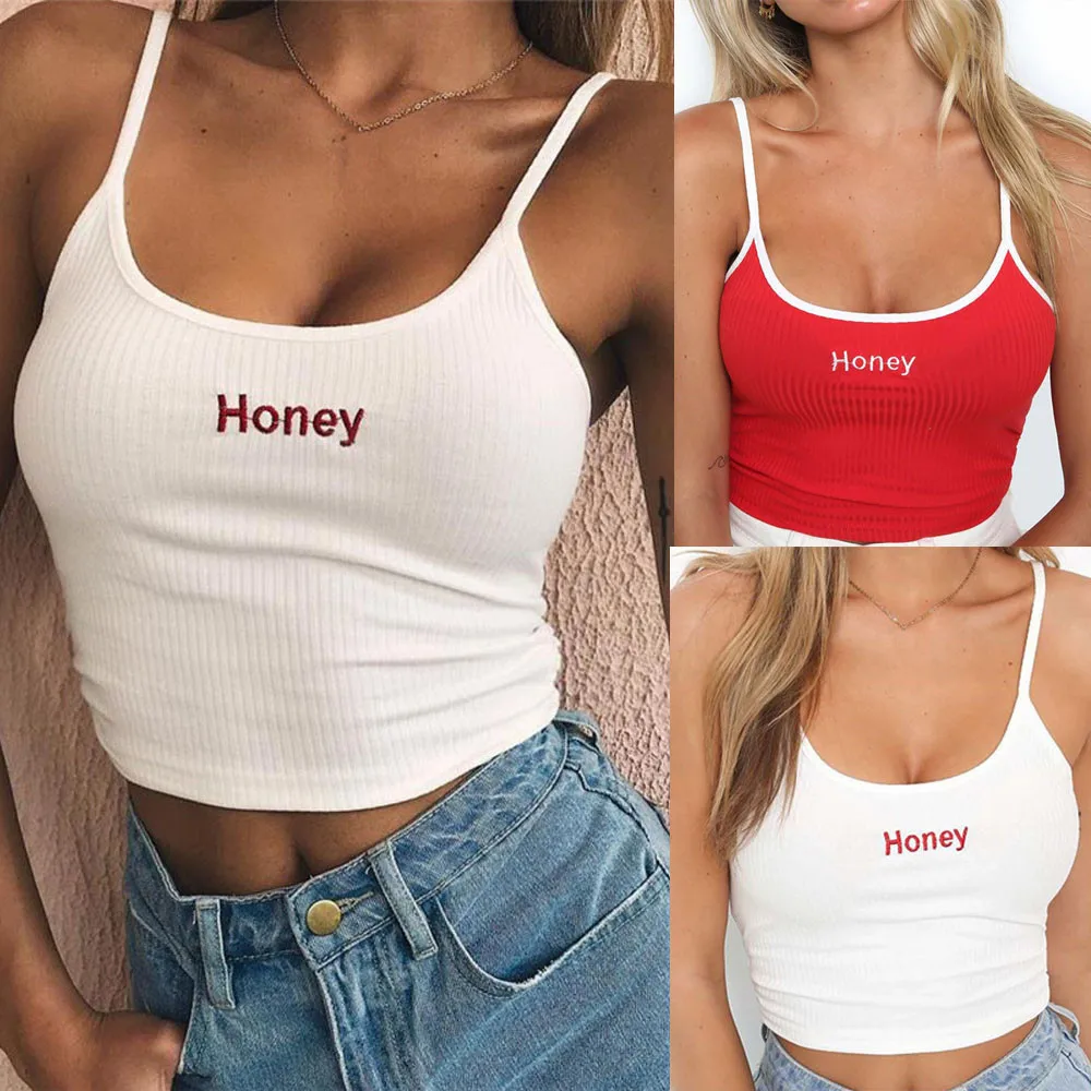 Summer Women Streetwear Letter Sleeveless Crop Top Women Party Tops For Women Festival Sexy Tops For Women Clubwear Cami